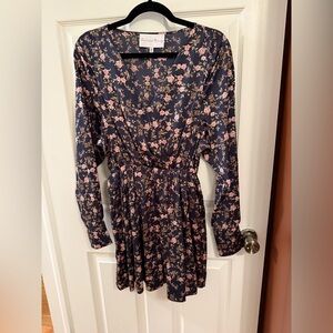 Charles Henry Silky Floral Mini Dress